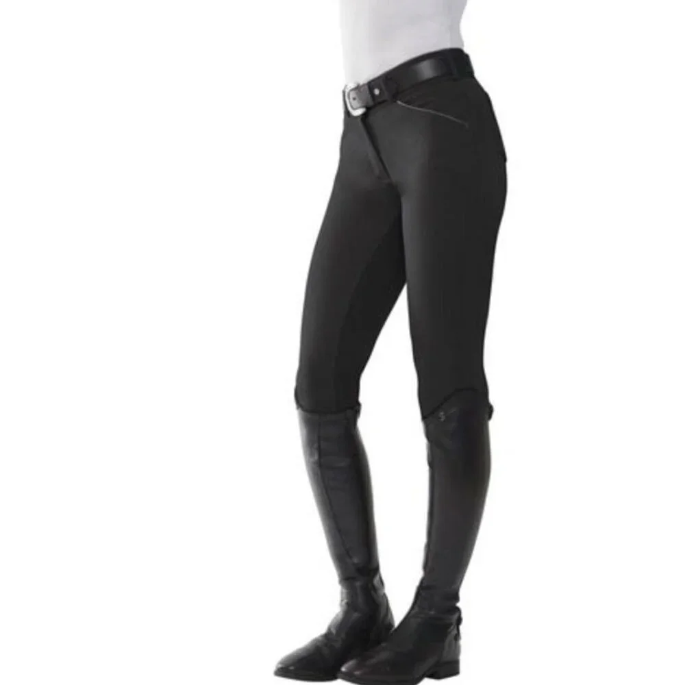 Dover Saddlery Womens Basic II Breech Knee Patch Riding Pants 34R Black AN NWT - Picture 2 of 10